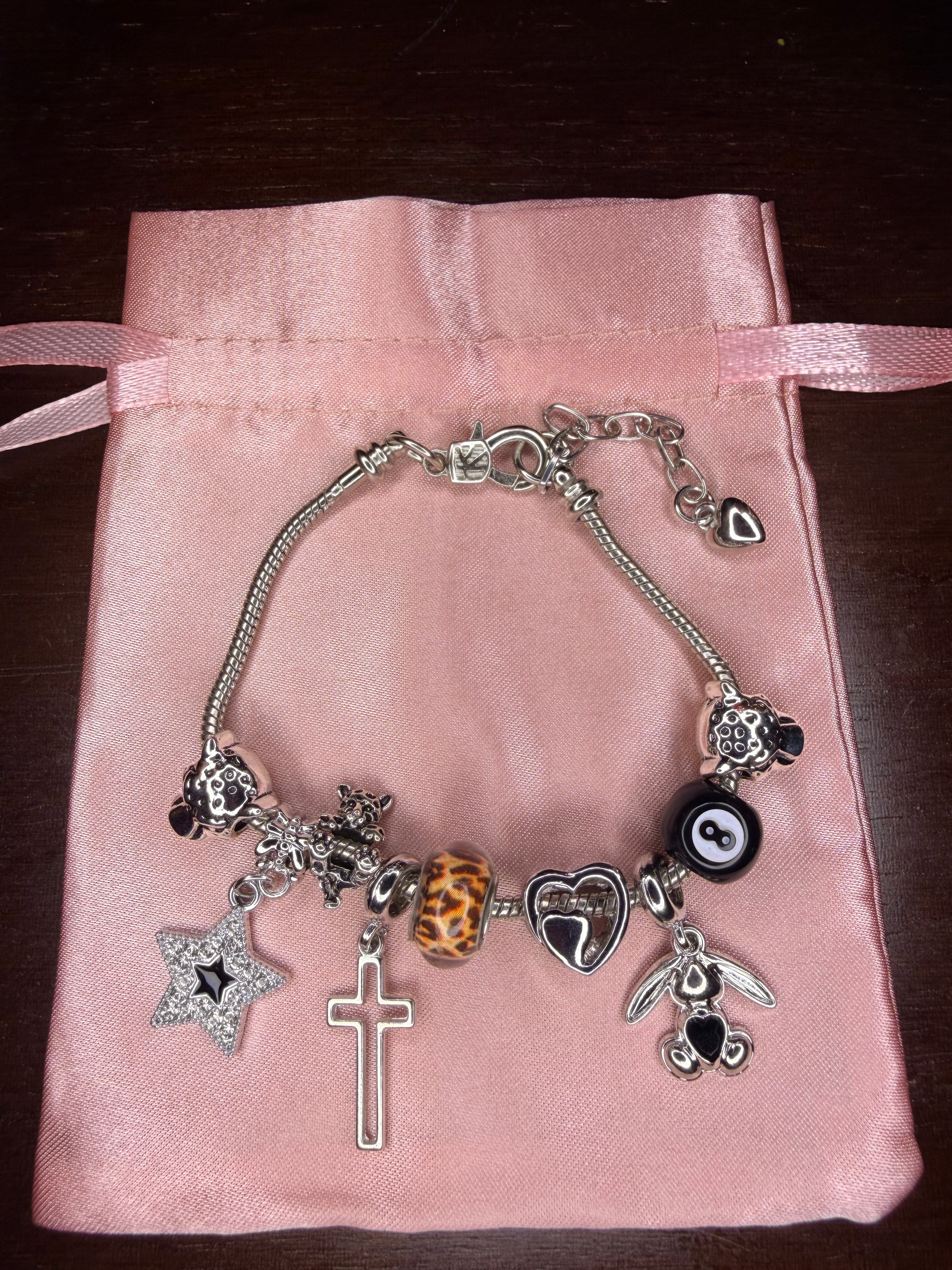 Silver Cheetah Charmed Bracelet