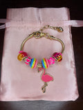 Kids Pink flamingo Charmed Bracelet