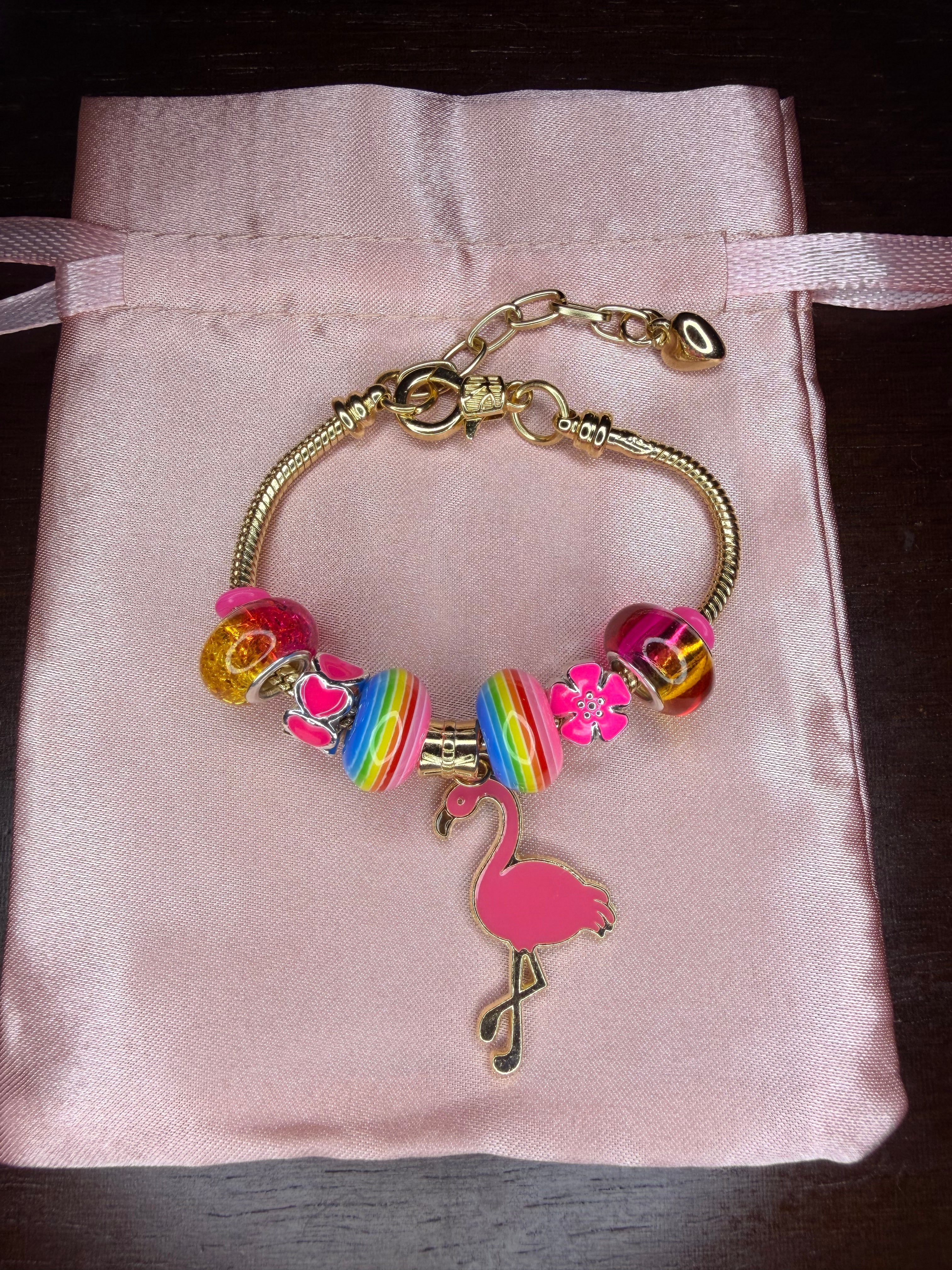 Kids Pink flamingo Charmed Bracelet